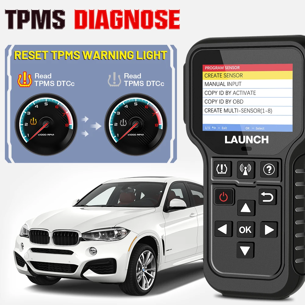 LAUNCH X431 타이어 CRT5011E TPMS 활성화 진단 도구, 433MHz 센서 활성화 프로그래밍 학습, 읽기 OBD2 스캐너