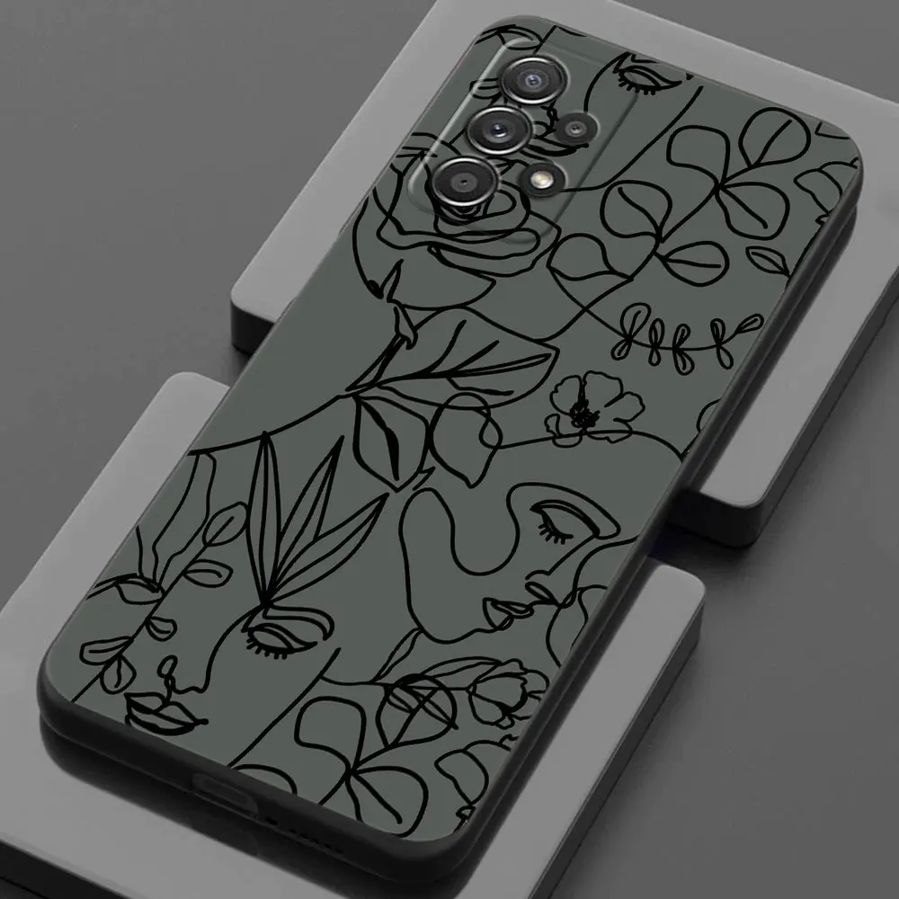 Elegant Line Art Face with Flower Design Soft Phone Case Cover
