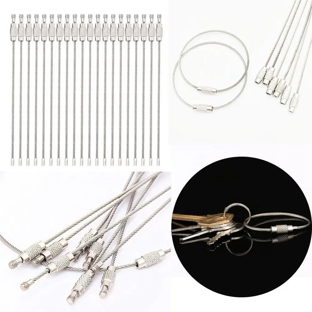 5/10/15Pcs High quality Outdoor Tools Locking Keys Chain Wire Keyrings EDC Keychain Key Holder Stainless Steel Carabiner