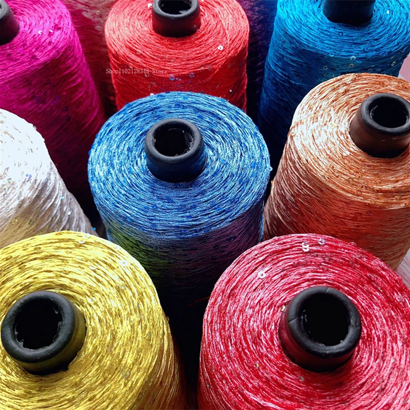 500g Summer Ice Silk Sequin Yarn Special Mercerized Line DIY 2mm Sequins Hand Knitting Yarn Thread Doll Sweater Knitting Line 3