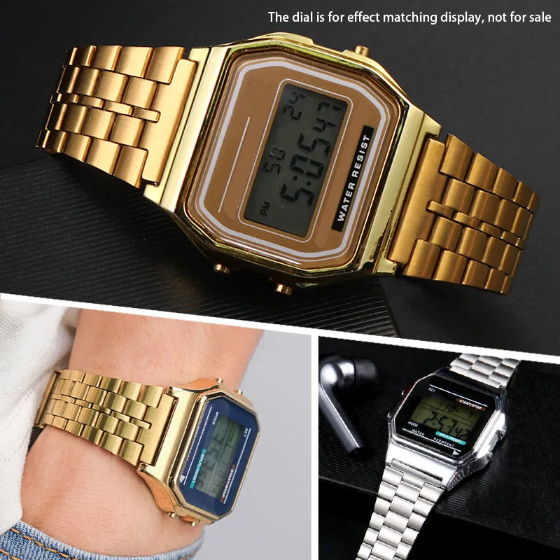 Vintage Small Square Metal Watch Band for CASIO A159w-n1