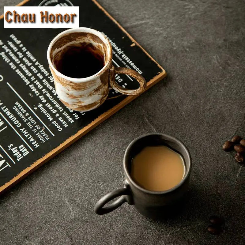 150ml Retro Rough Pottery Mug Creative Handmade Ceramic Kiln Transformed Water Cup Gradient Cup Hand Washed Floral Coffee Cup