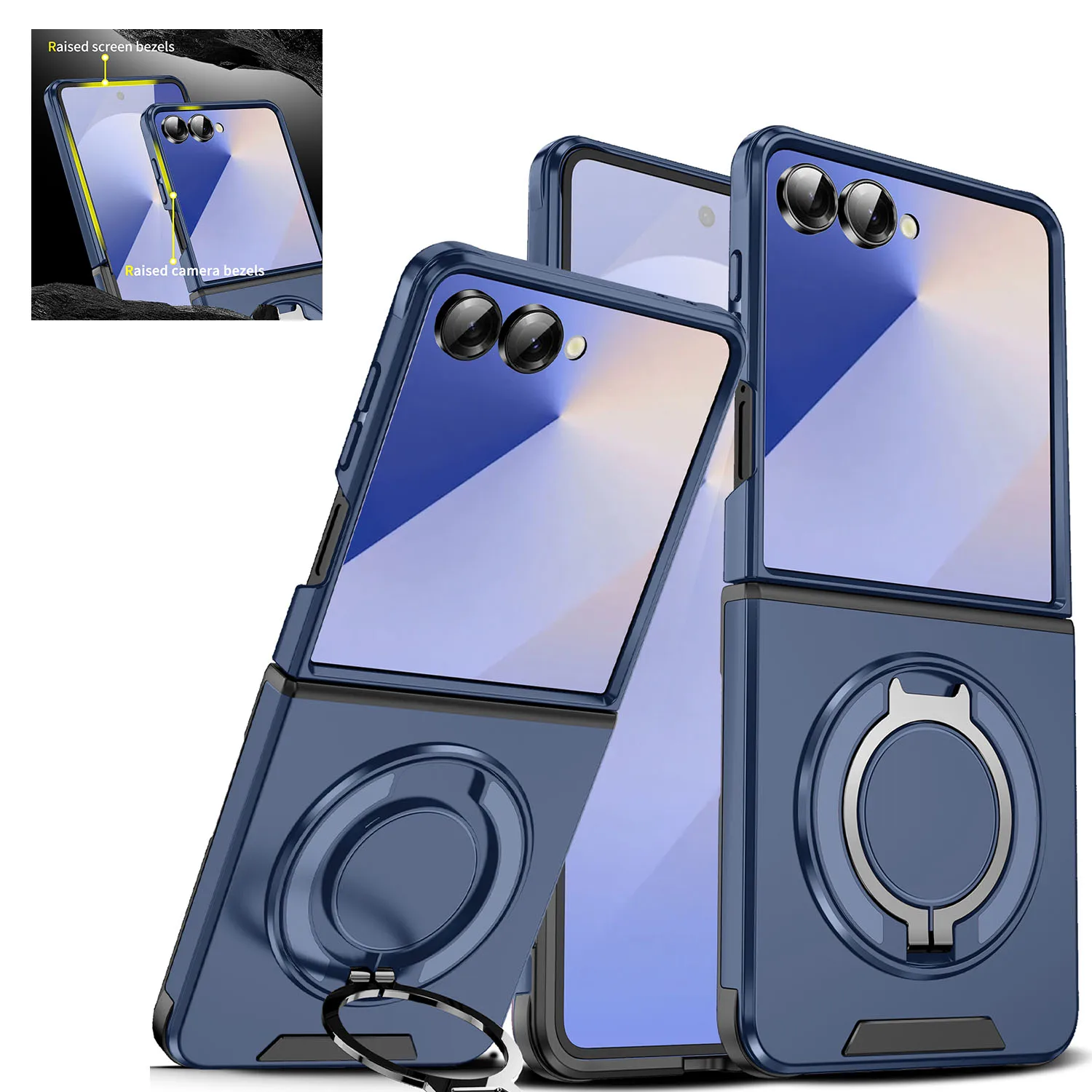 Magnetic Rotating Bracket Phone Case with Sliding Window and Anti-Fall Protection