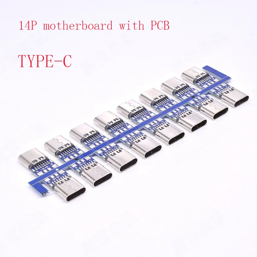 OTOTEC 10PCS 14pin USB 3.1 Tipo C Femmina Spina Connettore Presa con Scheda PCB Adattatore Presa per Filo di Saldatura Scheda PCB Modulo di Supporto