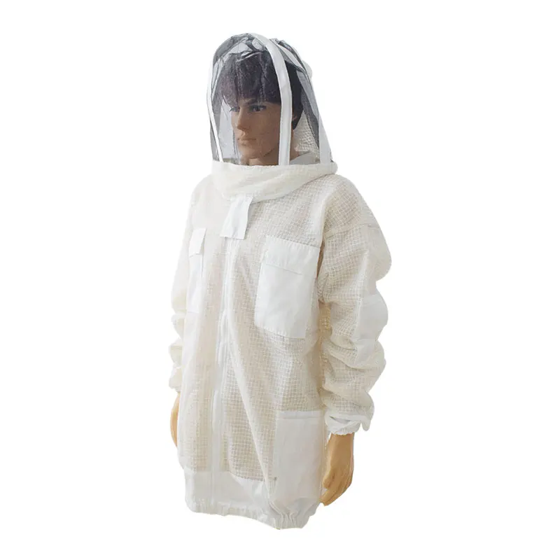 Beekeeping Suit Beekeeping Clothing Ventilated Mesh Beekeeper Suit 3 Layer Air-through Protective Clothing Bee Suit with Removable Hat Ventilated Beekeeping Jacket