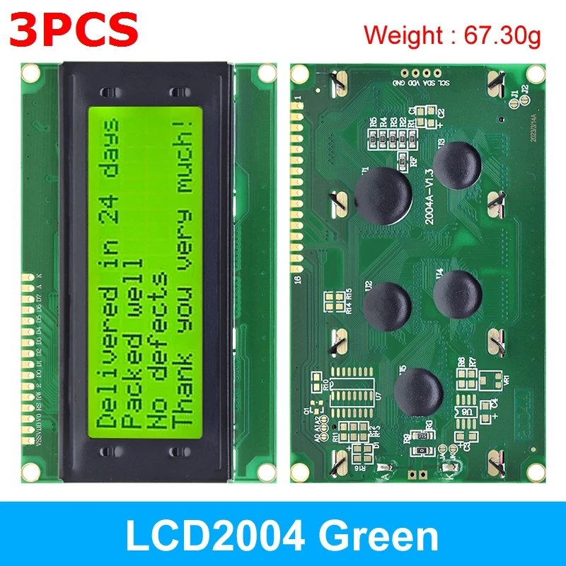 Enhanced LCD Display Module with I2C Serial Interface Adapter - Blue/Green Screen Character Display