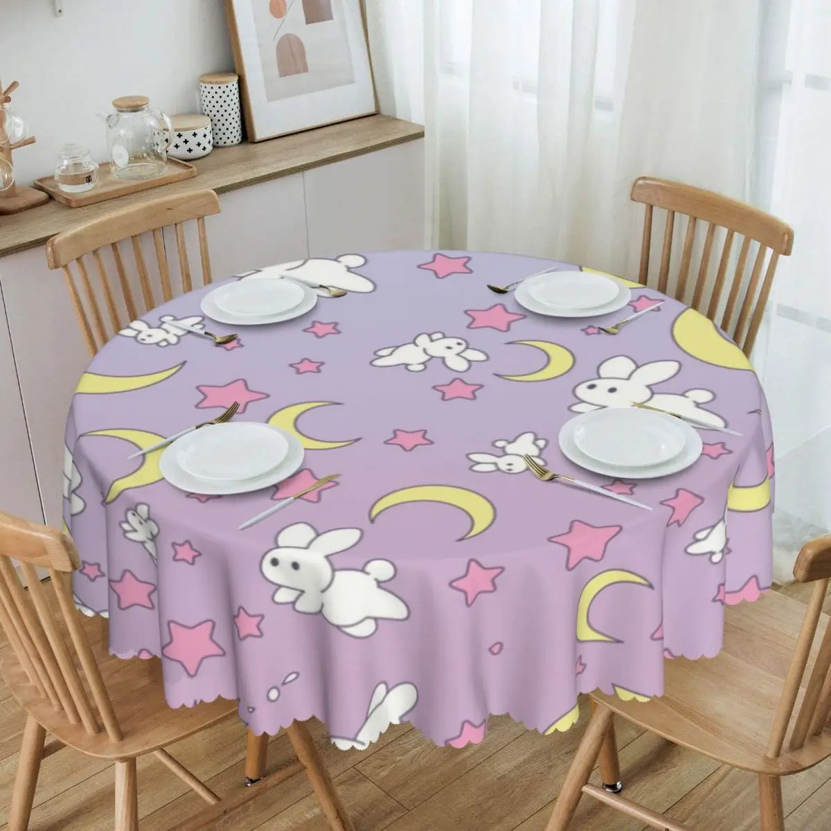 

Round Oilproof Usagi Pattern Old Style Table Cover Sailors Moon Tablecloth for Picnic 60 inches Table Cloth