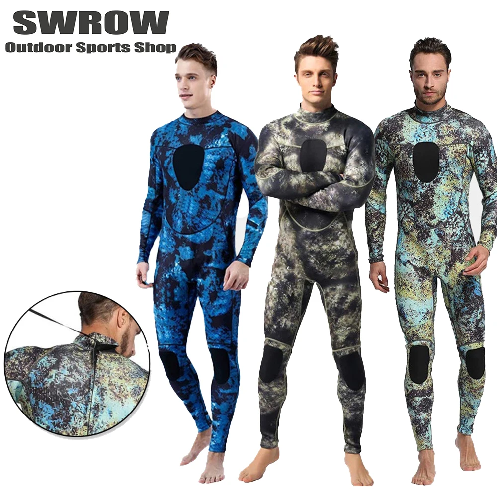 

3MM Neoprene Rubber Diving Suit Men's One Piece Camo Long Sleeve Surfing Underwater Hunting Fishing Swimming Warm Diving Suit