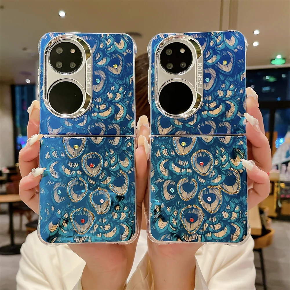 

Защитный чехол для телефона HuaWei P50, с 2 перьями павлина