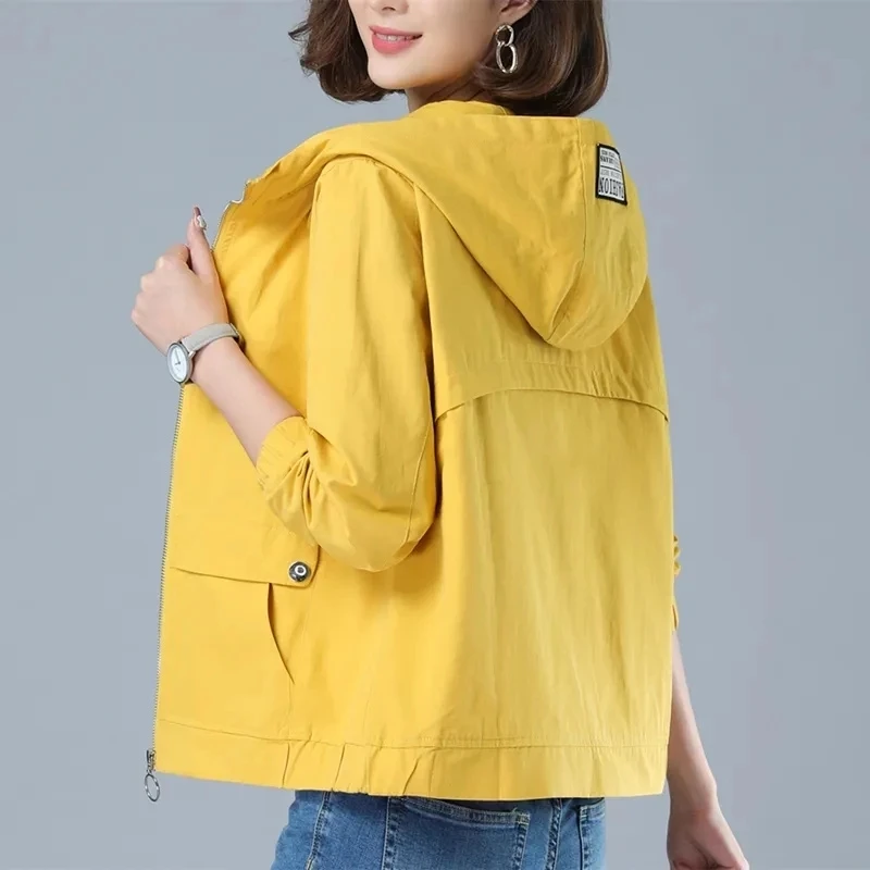 

Women's Jacket 2023 Spring New Long Sleeve Windbreaker Female Hooded Basic Coat Clothes Zipper Bomber Jacket Outerwear
