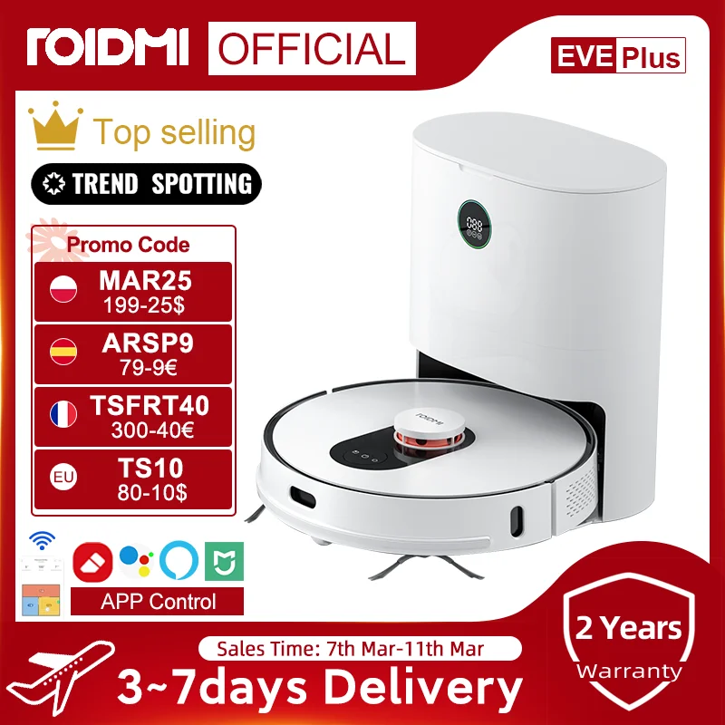 ROIDMI EVE Plus Robot Vacuum Cleaner 