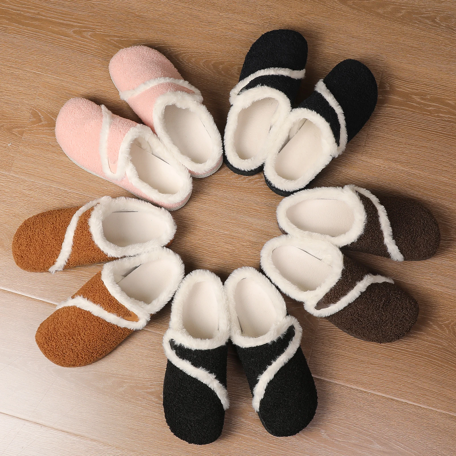 Pantuflas Men Cotton Slippers Solid Warm Women Winter Home Shoes Unisex Plush Floor Shoe Indoor Soft Sole Anti-slip Cotton Shoe