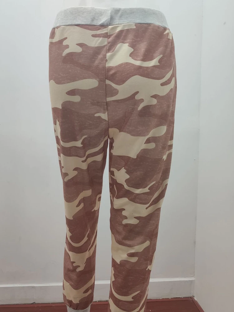 Pantaloni larghi con stampa mimetica da donna, pantaloni estivi alla moda con elastico in vita, pantaloni casual mimetici con coulisse, pantaloni harem YZFFS-YY3336 - immagine 3