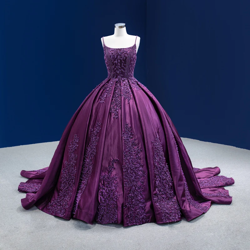 

Purple Charro Quinceanera Dresses Ball Gown Spaghetti Straps Appliques Pearls Puffy Mexican Sweet 16 Dresses 15 Anos