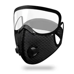 Enhanced Breathable Sport Face Mask with Filter Goggles and Washable Activated Carbon Filters (Black)