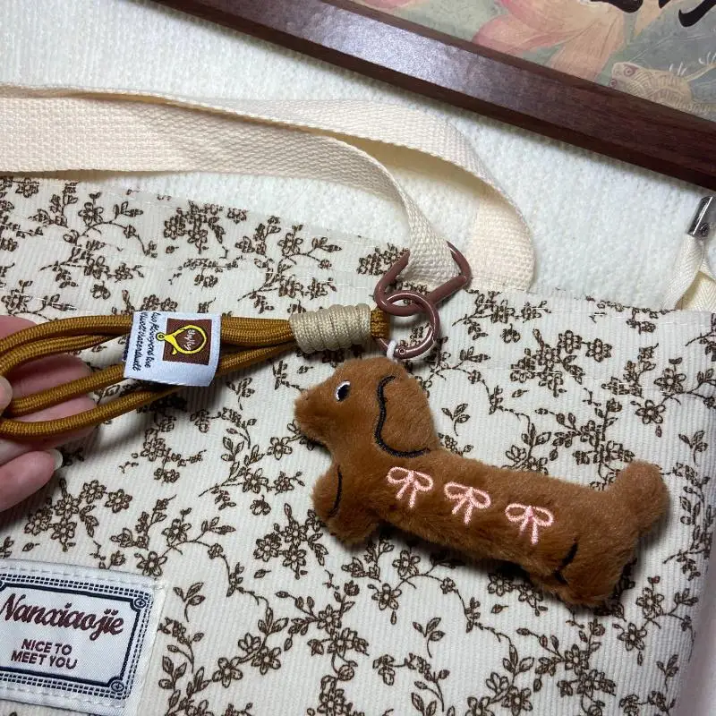 Cartoon Animal Dog Dachshund Plush Keychain Puppy Stuffed Keyring Cute Key Holder Pendant Bag Hanging Decoration Gift