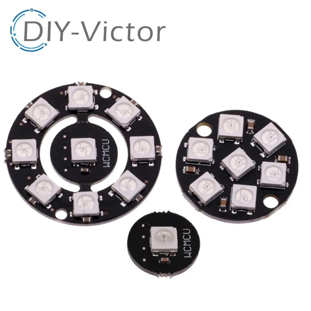 Multi-Bit WS2812 RGB LED Ring with Integrated Driver Controller
