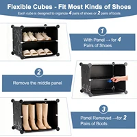 JHK 6-Tier Plastic Stackable Shoe Storage Cabinet with Door Multilayer Shoe Shelves Organize for Space Saving Cabinet Home 4