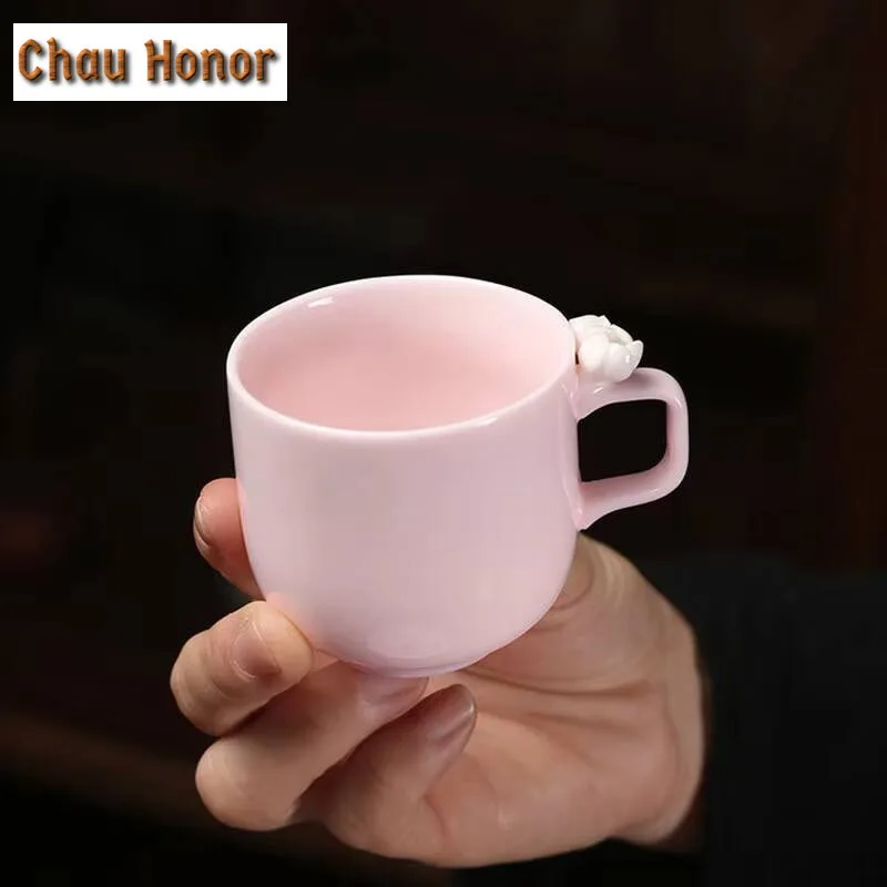 100ml Jade Mud Cherry Powder Coffee Mug With Plate Cappuccino Latte Cup Small Afternoon Tea Mug Cup Saucer Kit Tea Services Gift
