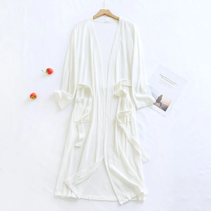 Plus Size Cotton Bathrobe for Women Spring Autumn Home Wear Night Robes Long Sleeve Kimono Sleepwear XXL