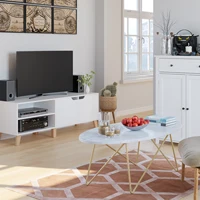 Getone Table Basse, Table de Salon Effet Marbré, Ovale Table Canapé en Bois et Métal, Table d'Appoint pour Salon, Style Moderne, Blanc 120x60x41cm 6