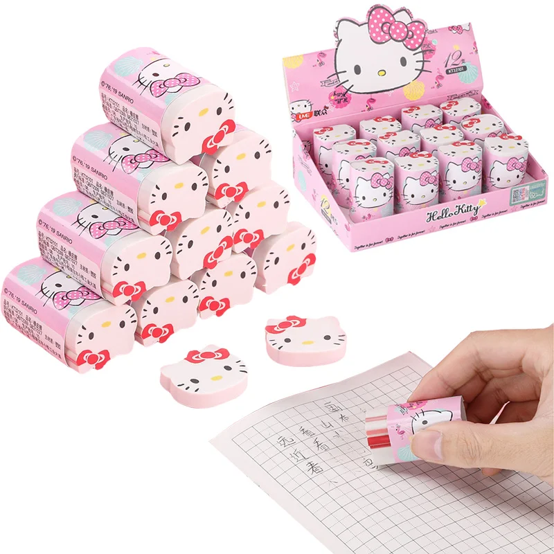12 Pcs/ Hello Kitty Sanrio Kawaii Stationery Dolls Eraser Rubber Promotional Gift Primary Student Prizes |