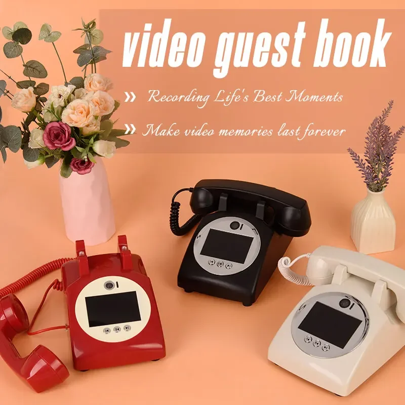 Classic European Decoration Video Blessing Phonograph Decoration Video guest Book phone Wedding Audio Recording Message Book view 2
