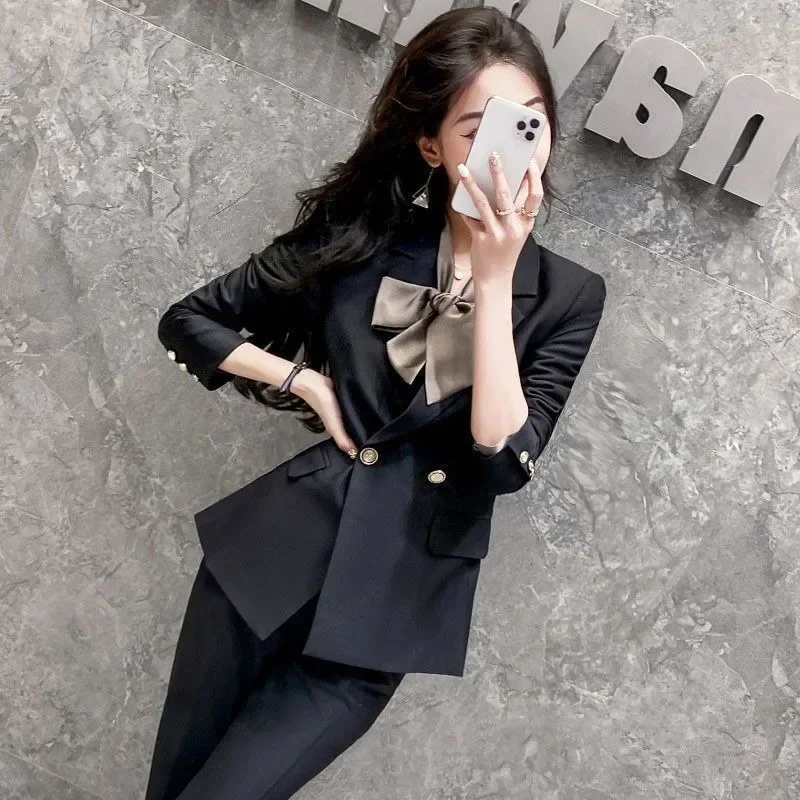 2023 New Goddess Fan Suit Autumn and Winter Fashion New High-end Small Suit Temperament Broadcast Host Dress Work Clothes S-4XL