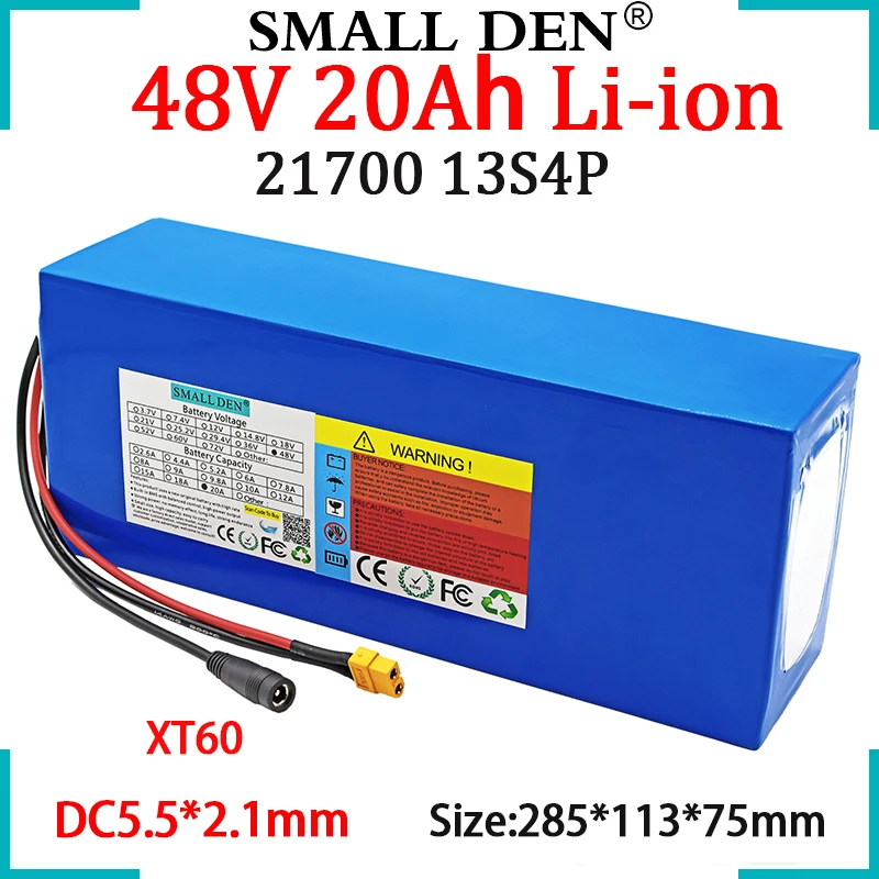 Nuovo 48V 20Ah 21700 Batteria Al Litio 20000Mah 13 S4P 60A Scarica Per 54.6V Triciclo Bici Elettrica Scooter Ebike Li-Ion Cells