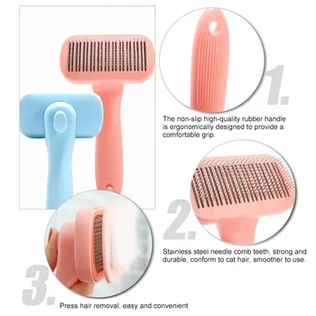 Dog Brush Self Cleaning Slicker Brush For Dogs Cats with Massage Particles Removes Loose Hair Pet Grooming Brush Pet Supplies 5