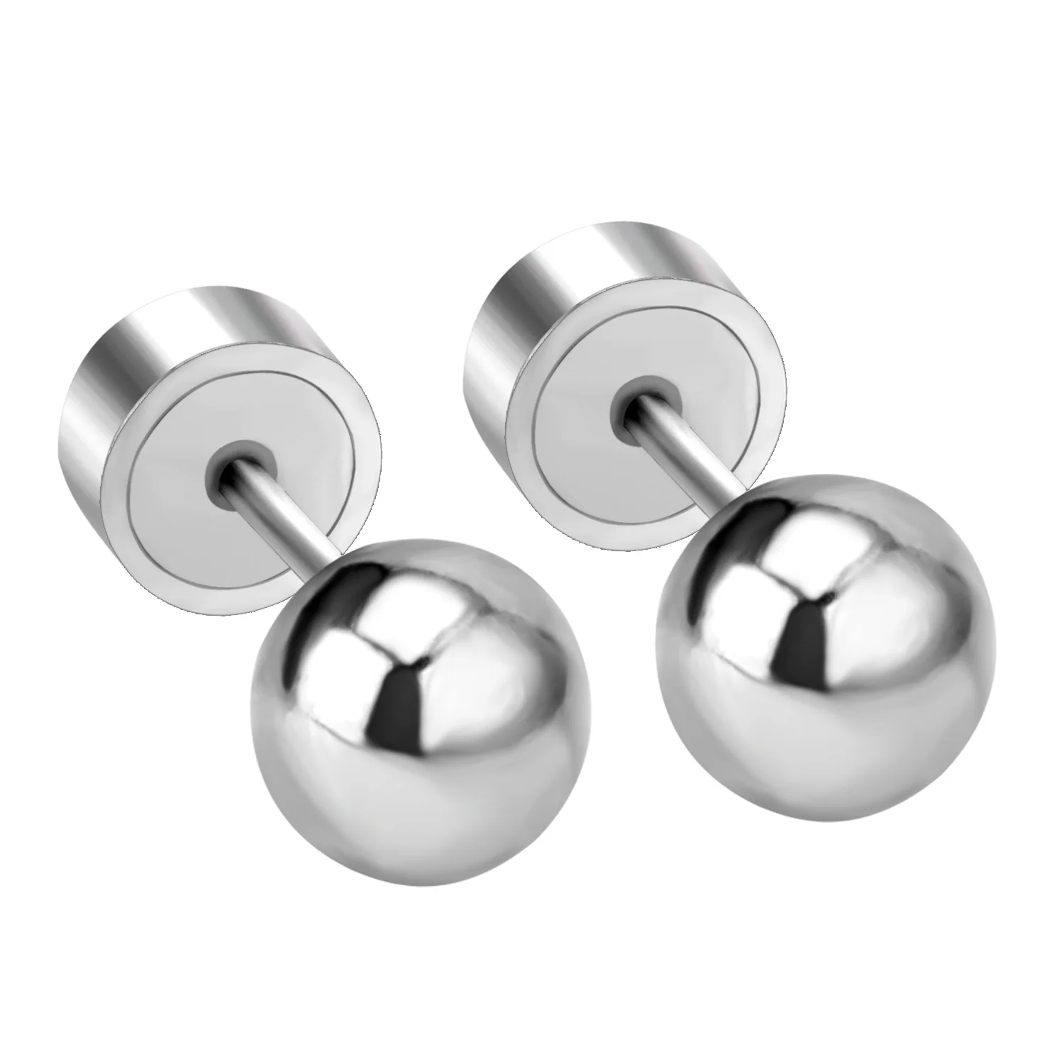 PAIRE BOUCLE D'OREILLE HOMME FEMME ACIER PLACAGE NOIR RONDE