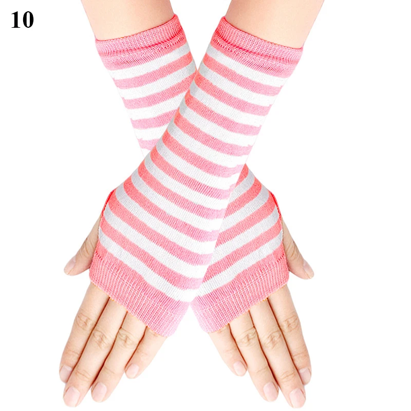 5 Paia Guanti Lunghi Senza Dita Da Donna A Righe – Caldi E Morbidi, Con Foro Per Pollice, Per Autunno E Inverno (Multicolore)