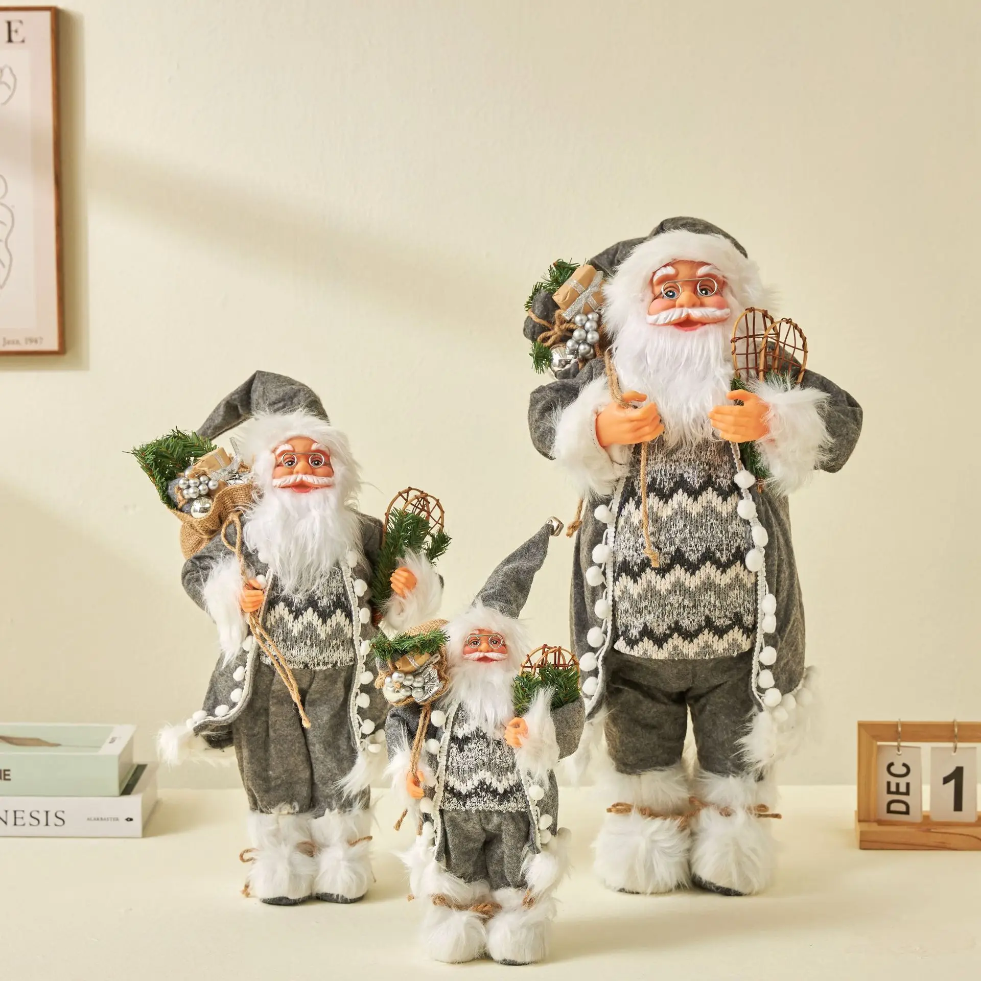 

Standing Santa Doll Toy Figure Christmas Decorative Home Party Antique Home Décor Traditional Showpiece Figurines for Home Decor
