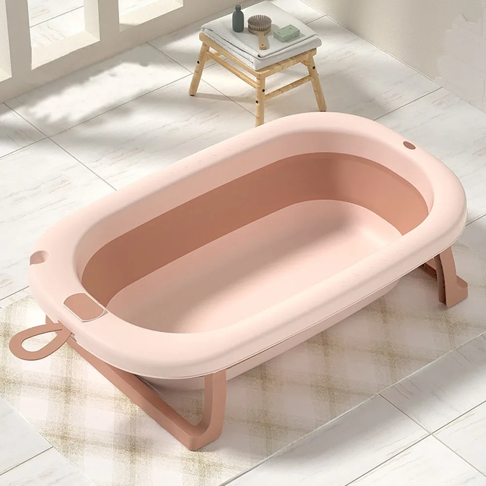 Baby Bath Tub Real-time Temperature Folding Silicone Baby Take A Bath Bathtub Non-Slip Foot Bath Bucket Folding Bathroom With Temperature Sens