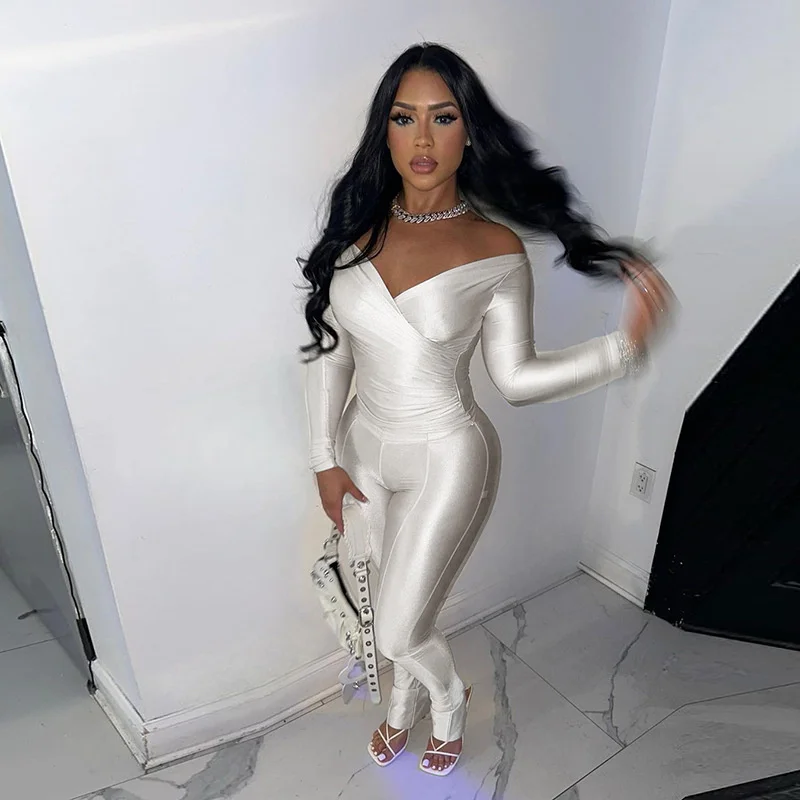 Sexy Solid Color Sports Suits Women's High Waist Slim Fit Stretch Pants Wide Shoulder Backless Tops Female Casual Two-piece Set