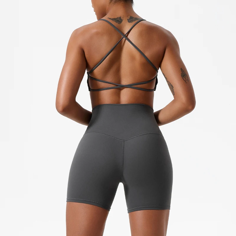 Ctenkevet Two Pieces Yoga Set Women Gym Shorts Sports Suit Female Soften Skin-Friendly Activewear Beauty Back Women Sportswear yoga set sports set gym workout set sportswear set fitness set sports bra set yoga pants set sports set shorts