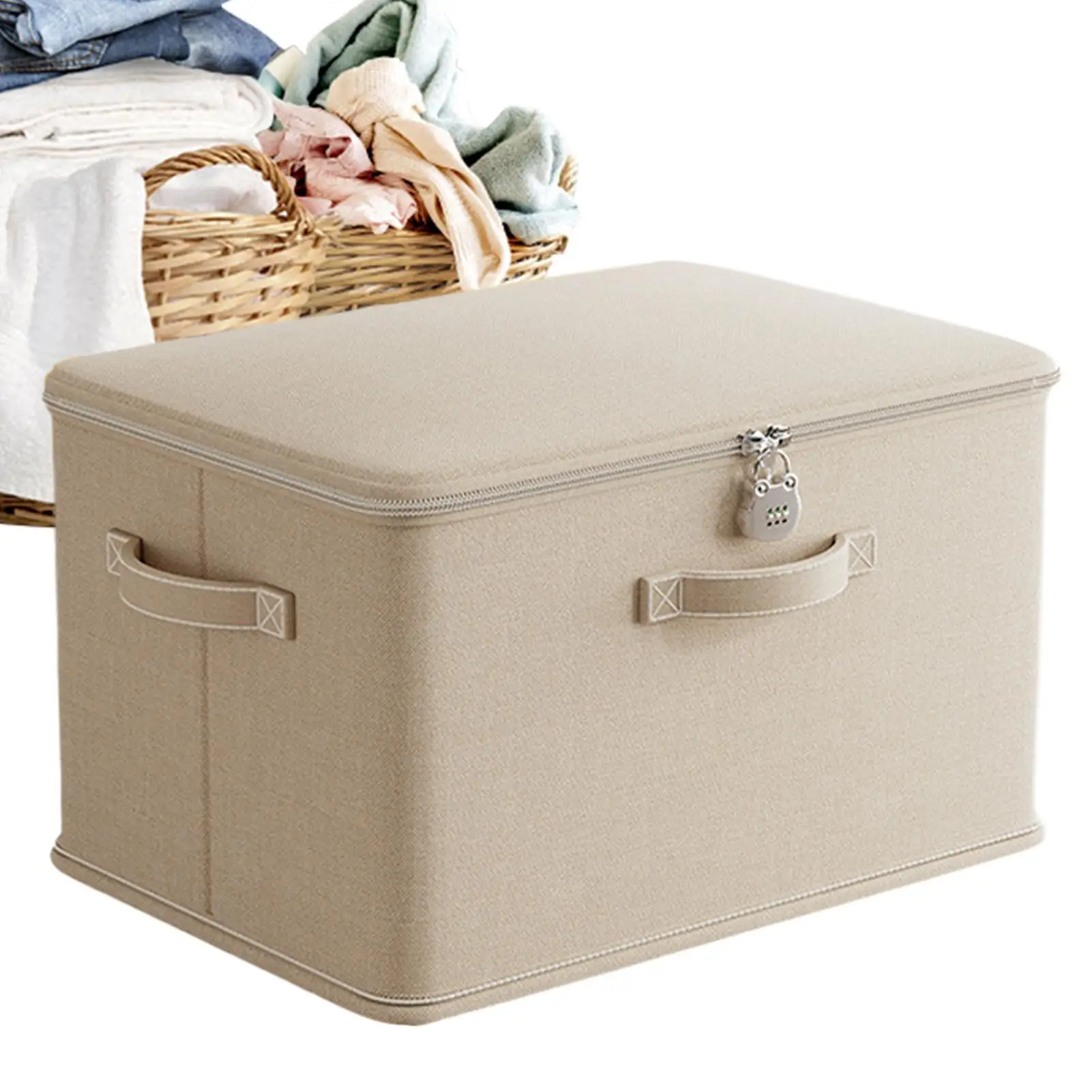 Locking Storage Box Odor Proof Storage Container Stackable with Handle Locking Organizing Bin Washable Shelf Baskets for Blanket