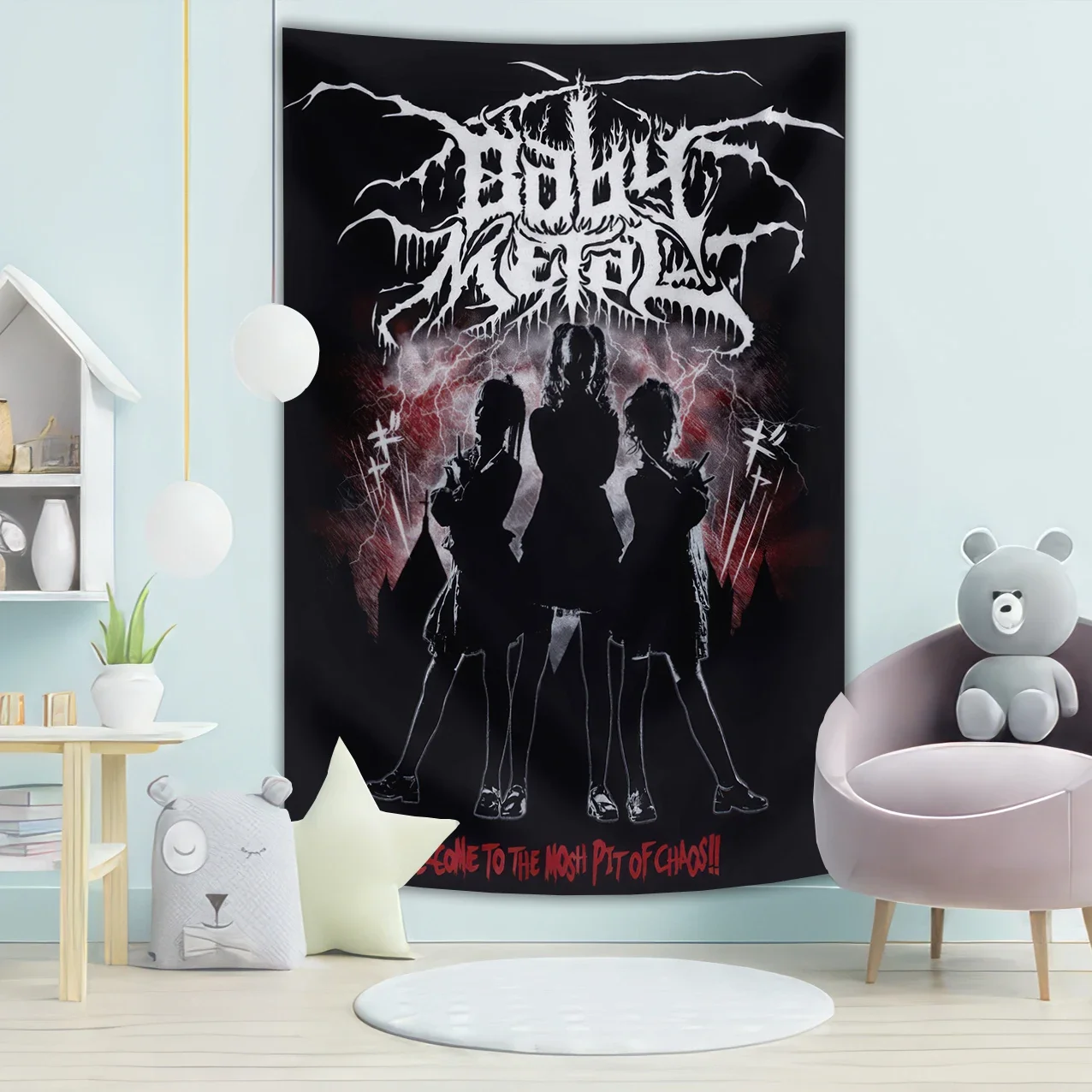 

90X150cm Japanese Girl Rock Mix Poster Big Four-Hole Hanging Cloth Flags Banners Music Studio Bar Cafe Dorm Room Home Decor