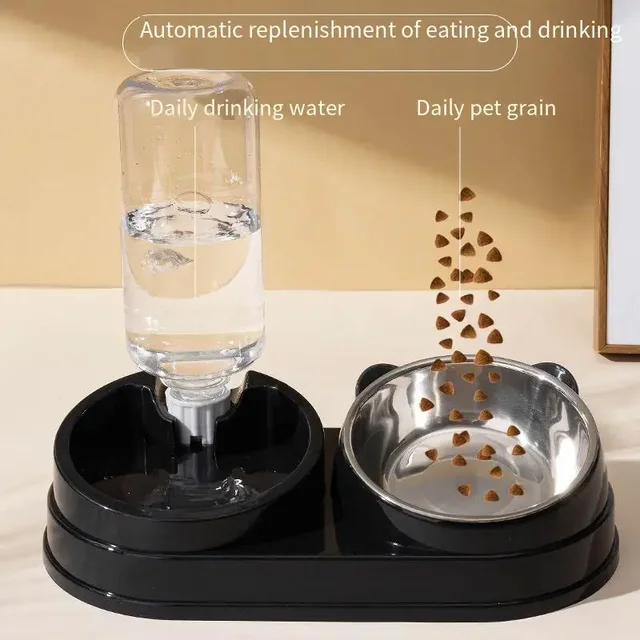 Automatic Drinking Double Bowl Stainless Steel Bowl Dog Bowl Dog Basin Pet Drinking Dog Cat Supplies Cat Bowl Cat Basin 2
