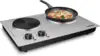 1800W Double Hot Plate, Stainless Steel Silver Countertop Burner Portable Electric Double Burners Electric Cast Iron Hot 1