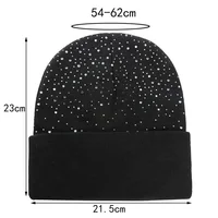 Thicken Women Knit Beanies With Rhinestone Slouchy Beanie Hats Winter Knit Caps Breathable Soft Ski Hat Cuffed Skull 1