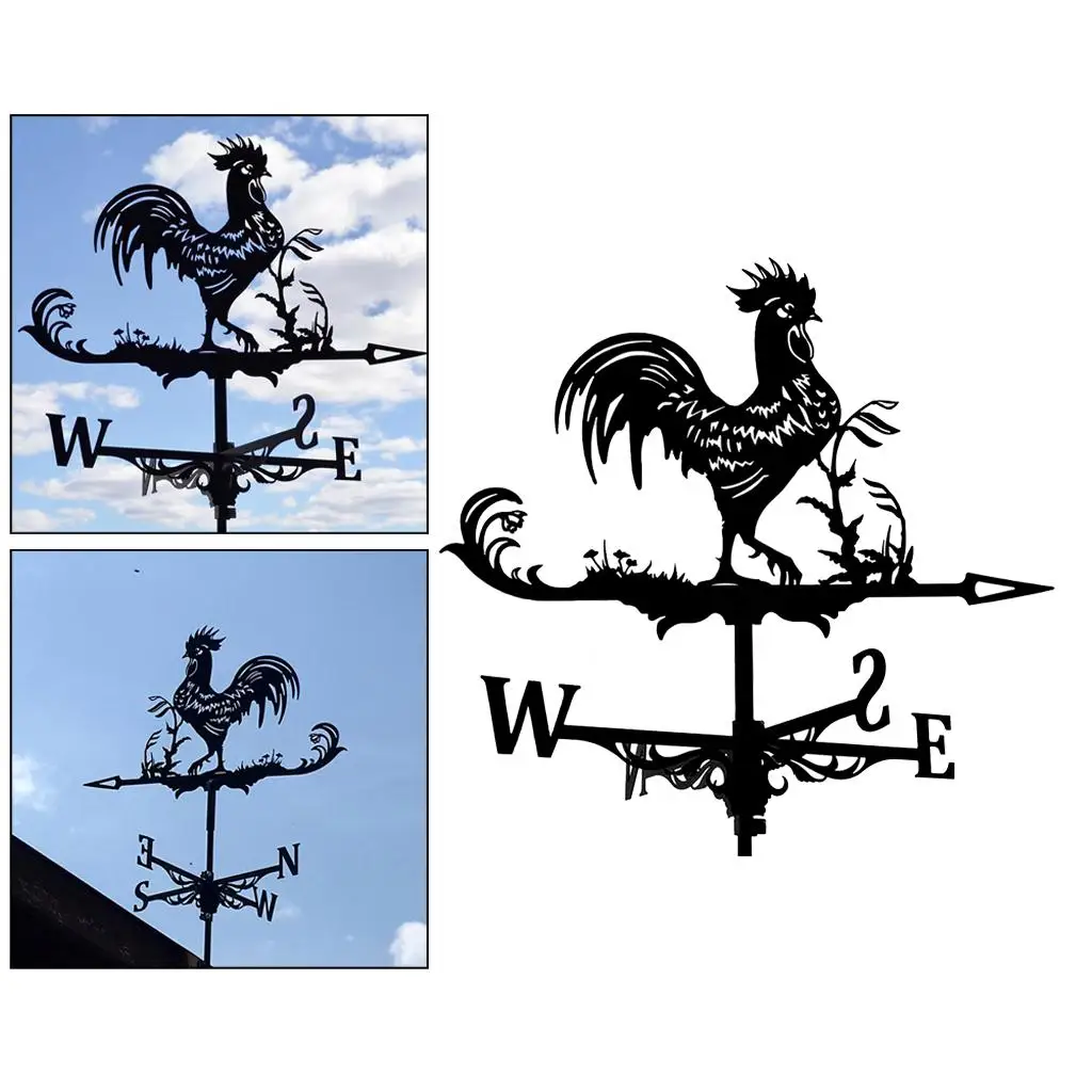 Weathervane with Rooster Pattern Ornament, Garden Stake Weather Vane Professional Measuring Tool Garden Yard, Easy to Assemble