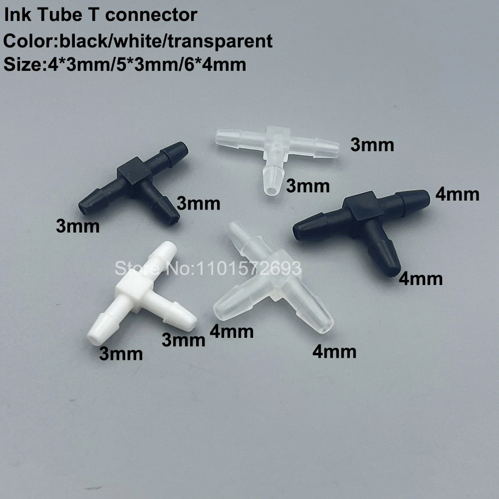 

10PCS Eco Solvent UV Pinter Ink Tube Joints Adapter T Shape Ink Hose Pipe Connector Tubing Transfer Plastic Joint 4X3 5X3 6X4mm