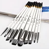 10Pcs Nylon Hair Painting Brushes Black Aluminum Tube Wood Rod Brush Set Acrylic Gouache Oil Watercolor Painting Drawing Brush 1