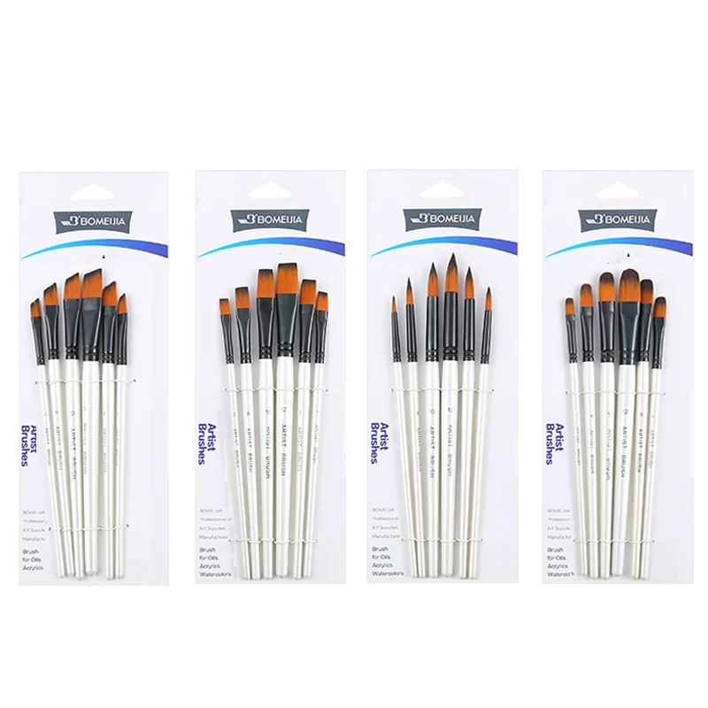 Paint Brushes Set Round Flat Angle Filbert Arylic Watercolor Oil Gouache