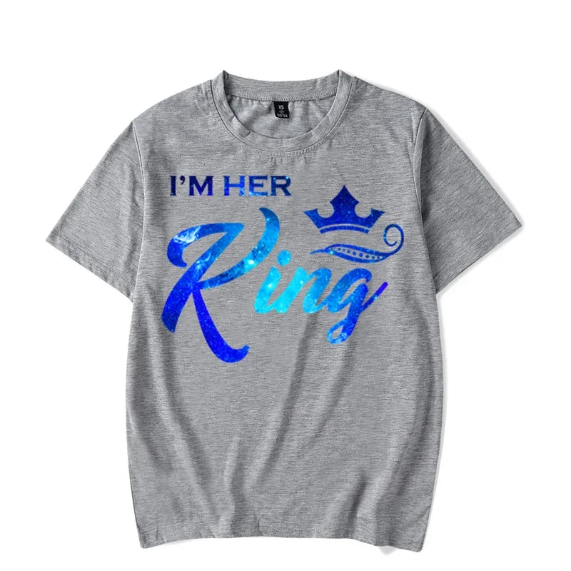 Couple T-Shirts Set: His & Hers Matching Tees - 'I Am Her King / His Queen' Love Shirts - View #7