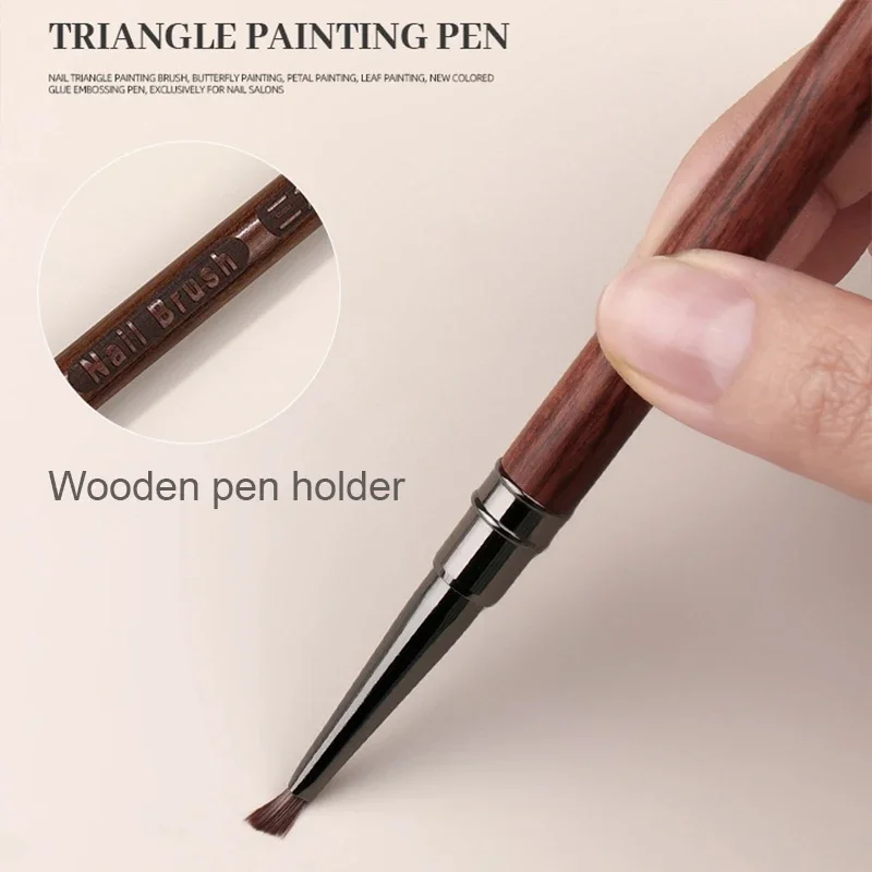 Triangular Nail Art Brush Pen 3D Tips Pattern Phototherapy Acrylic Nail Brush UV Gel DIY Manicure Tools Wood Handle Nail Brushes