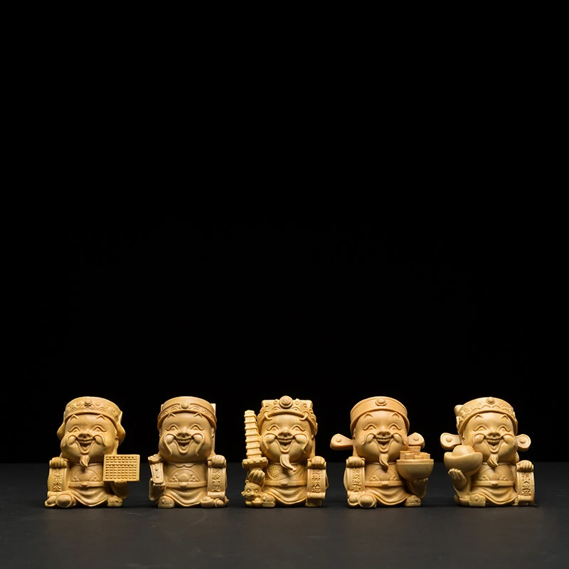 

5 Wealth Gods Buddha Figurines Wood Statue Five Direction Home Statues For Decoration