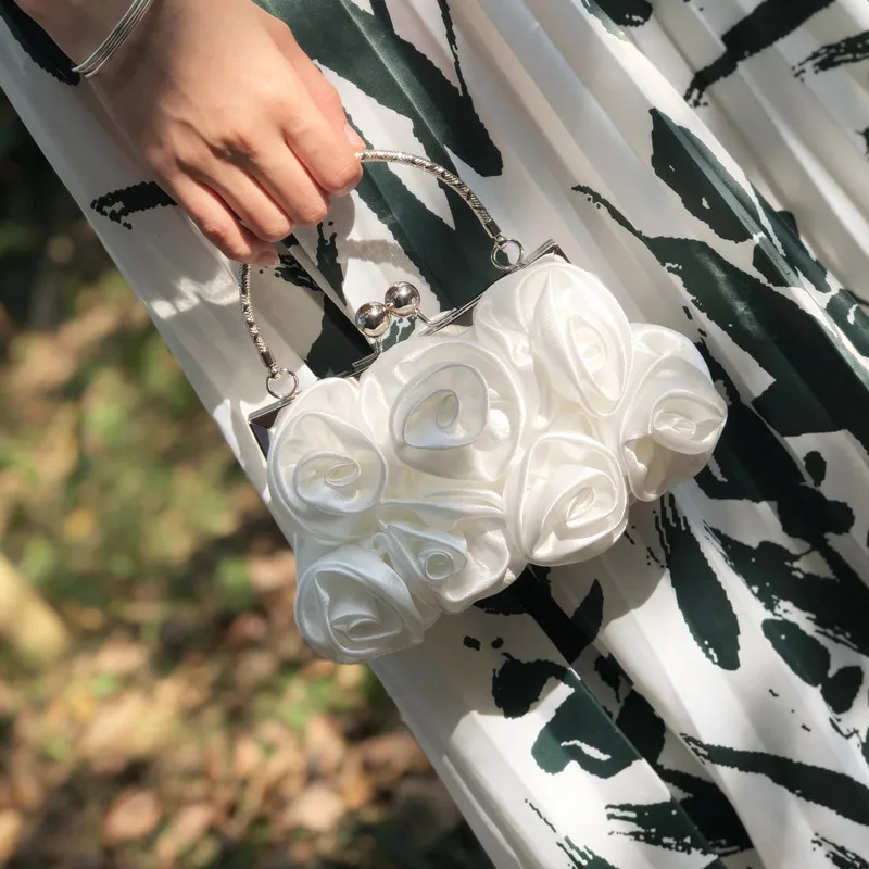 Women Evening Bag Fashion Women's bag Rose Flower solid color handbag Casual Evening Party Wedding Handbags Luxury Women Clutch Bag сумка женская