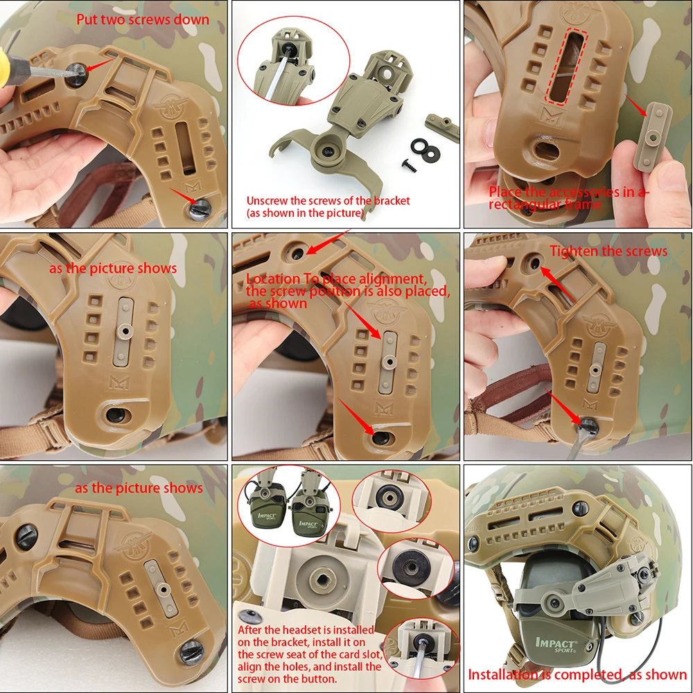 Tactical Helmet M-LOK Rail Adapter for Howard Impact Sports Tactical Headset Electronic Shooting Earmuff Anti-noise Headset